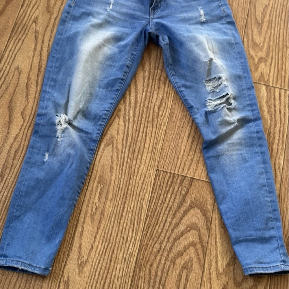 Only Jeans Blush Mid Rise Denim Blue Womens Sz 28 Ankle Raw Hem